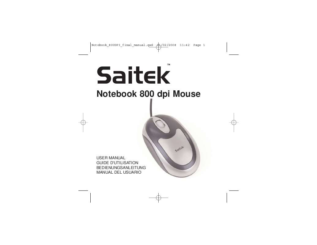 Guide utilisation SAITEK NOTEBOOK 800 DPI MOUSE  de la marque SAITEK