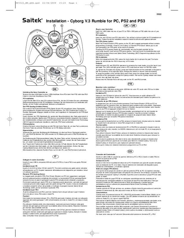 Guide utilisation SAITEK CYBORG V.3 RUMBLE PS2  de la marque SAITEK