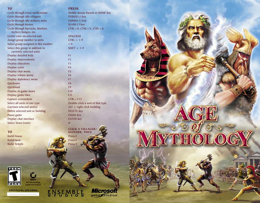 Guide utilisation GAMES PC AGE OF MYTHOLOGY-GOLD EDITION  de la marque GAMES PC