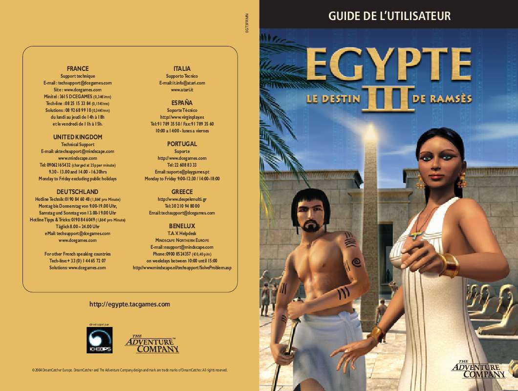 Guide utilisation GAMES PC EGYPTE-LE DESTIN DE RAMSES III  de la marque GAMES PC