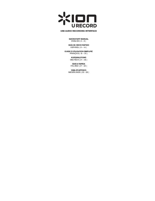 Guide utilisation ION U-RECORD  de la marque ION