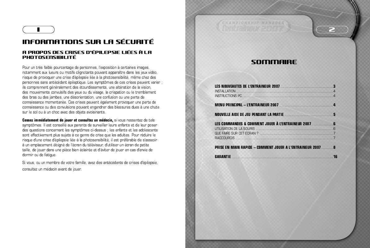 Guide utilisation GAMES PC L ENTRAINEUR 2007  de la marque GAMES PC