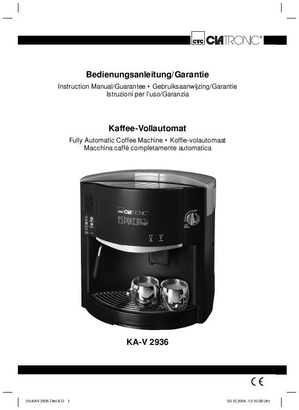 Guide utilisation CLATRONIC KA-V2936  - OTHER MANUAL de la marque CLATRONIC