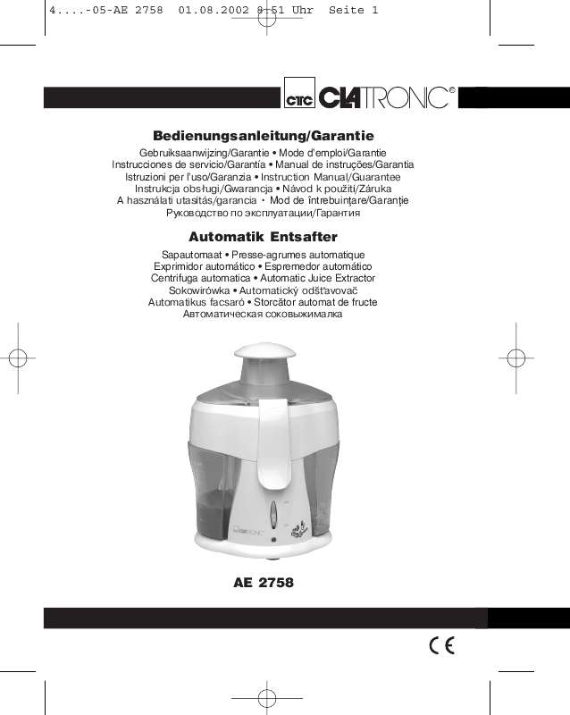 Guide utilisation  CLATRONIC AE 2758  de la marque CLATRONIC
