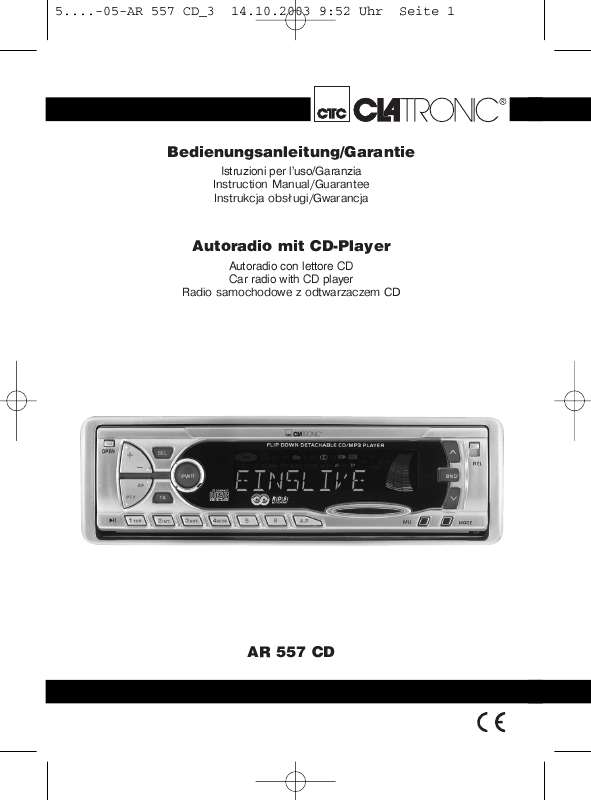 Guide utilisation CLATRONIC AR 557 CD  de la marque CLATRONIC
