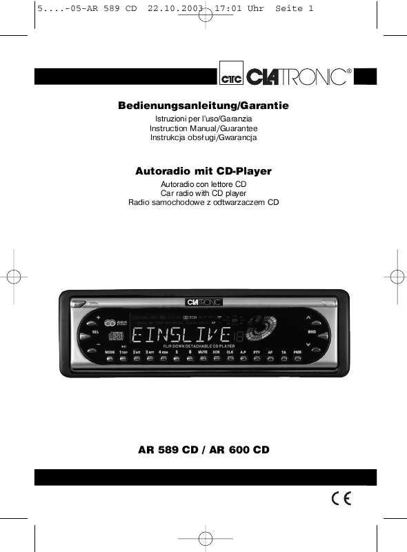 Guide utilisation CLATRONIC AR 589 CD  de la marque CLATRONIC