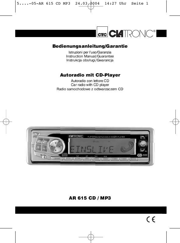 Guide utilisation CLATRONIC AR 615 CD MP3  de la marque CLATRONIC