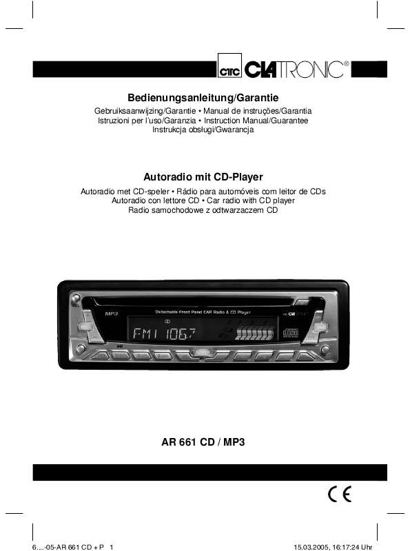 Guide utilisation CLATRONIC AR 661 CD  de la marque CLATRONIC