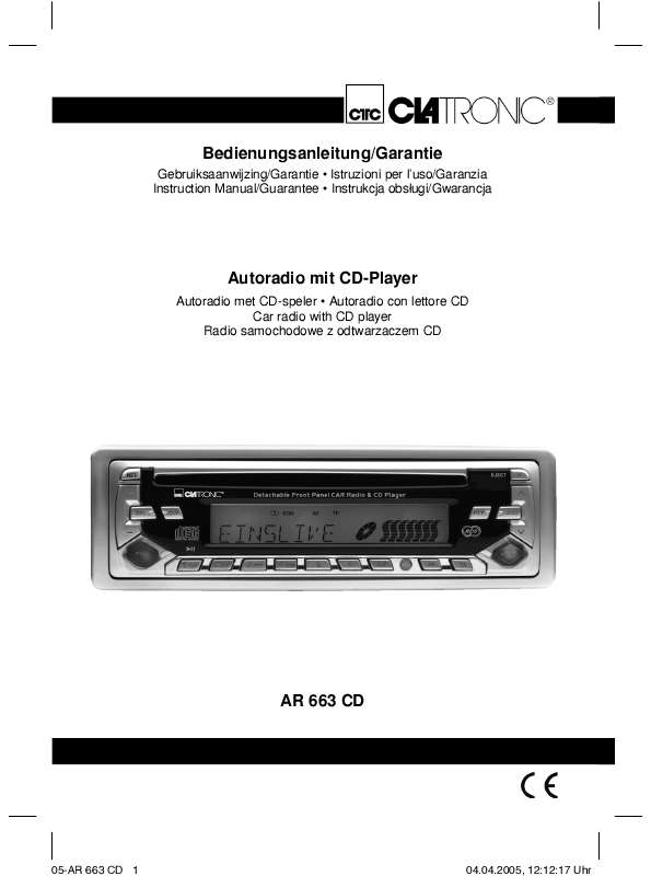 Guide utilisation CLATRONIC AR 663 CD  de la marque CLATRONIC