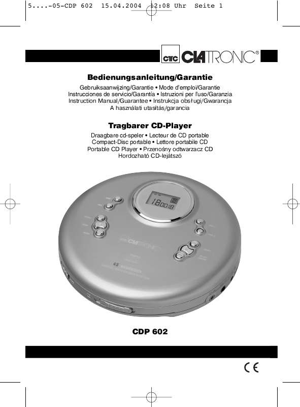 Guide utilisation  CLATRONIC CDP 602  de la marque CLATRONIC