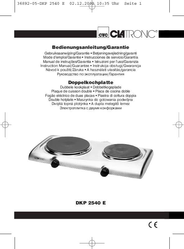 Guide utilisation  CLATRONIC DKP 2540 E  de la marque CLATRONIC