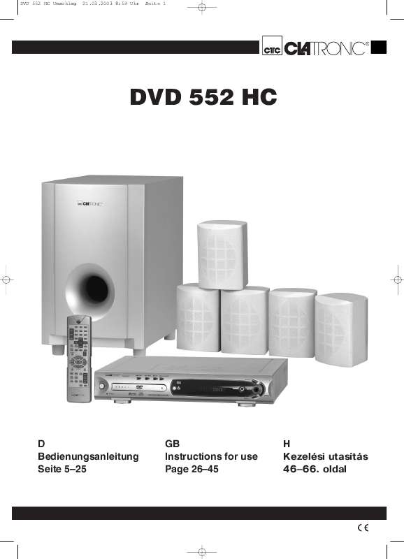 Guide utilisation  CLATRONIC DVD 552 HC  de la marque CLATRONIC