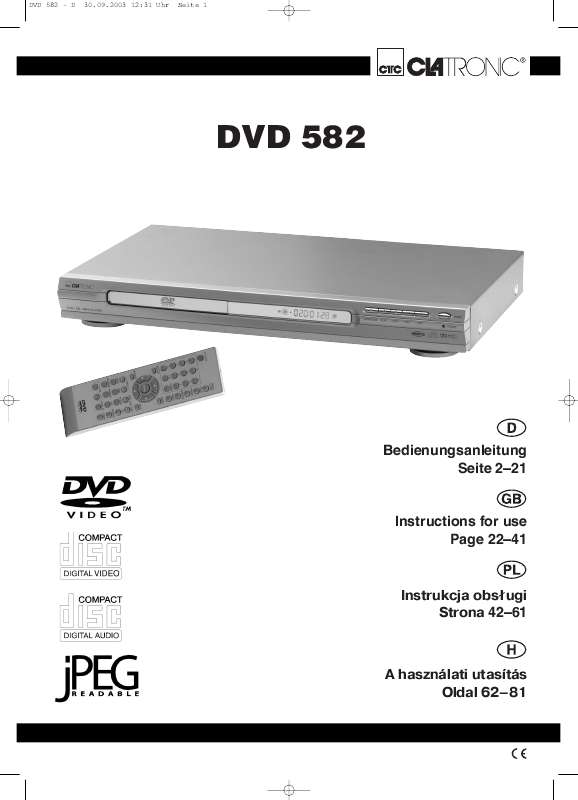 Guide utilisation  CLATRONIC DVD 582  de la marque CLATRONIC