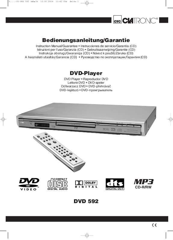 Guide utilisation  CLATRONIC DVD 592  de la marque CLATRONIC