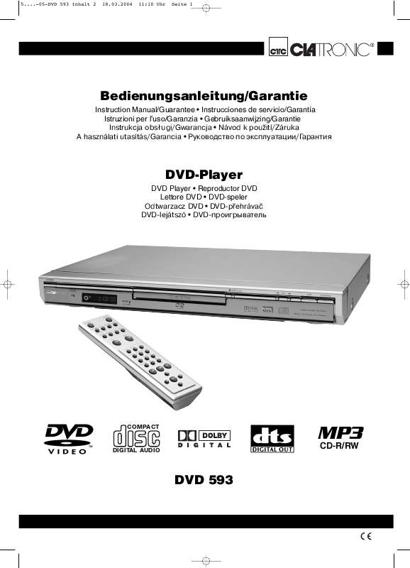 Guide utilisation  CLATRONIC DVD 593  de la marque CLATRONIC