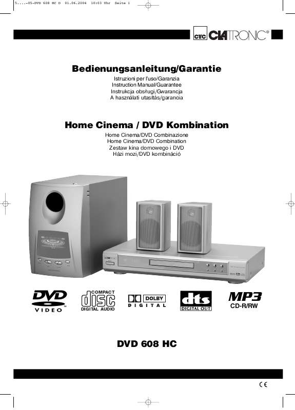 Guide utilisation  CLATRONIC DVD 608 HC  de la marque CLATRONIC
