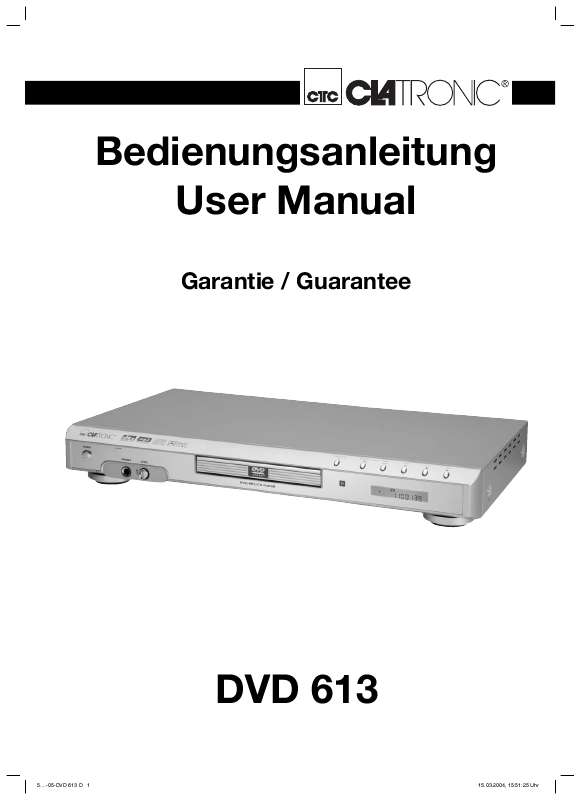 Guide utilisation  CLATRONIC DVD 613  de la marque CLATRONIC