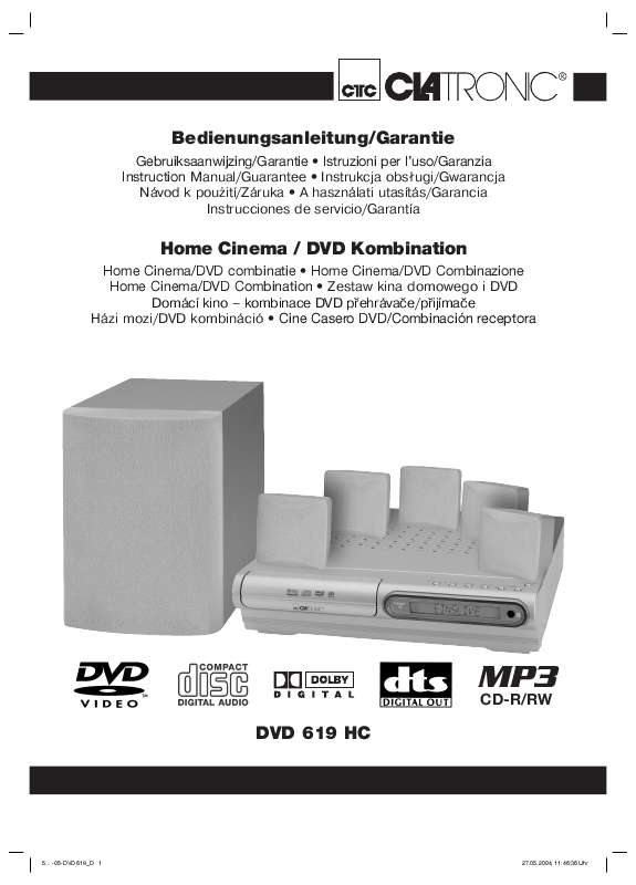 Guide utilisation  CLATRONIC DVD 619 HC  de la marque CLATRONIC