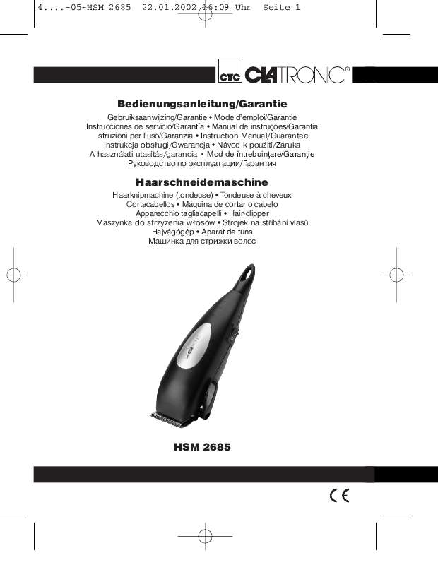 Guide utilisation  CLATRONIC HSM 2685  de la marque CLATRONIC