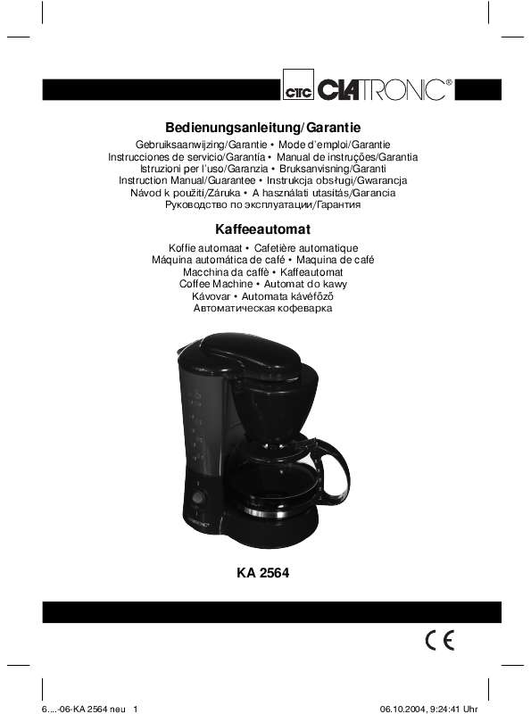 Guide utilisation CLATRONIC KA 2564  - OTHER MANUAL de la marque CLATRONIC