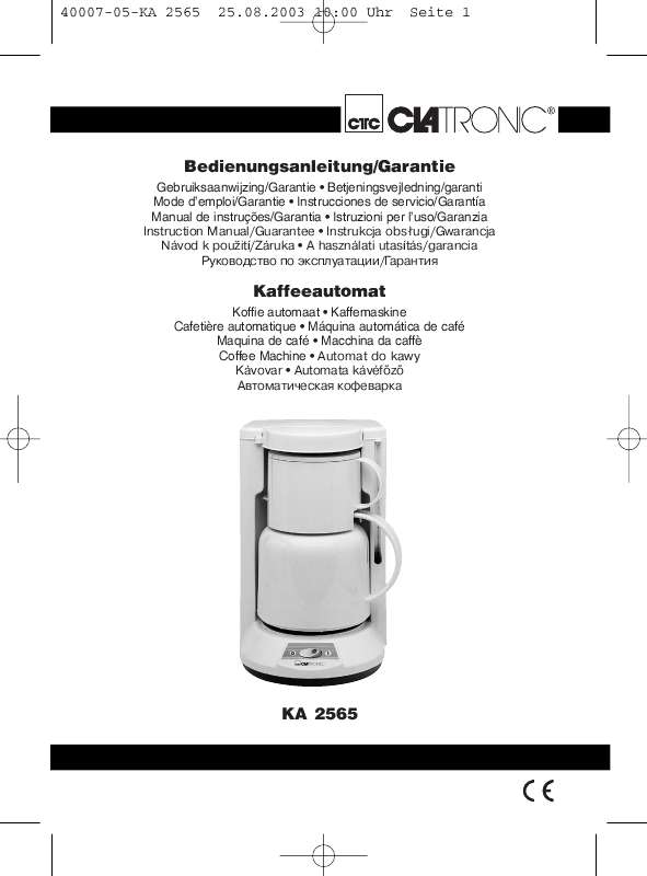 Guide utilisation CLATRONIC KA 2565  - OTHER MANUAL de la marque CLATRONIC