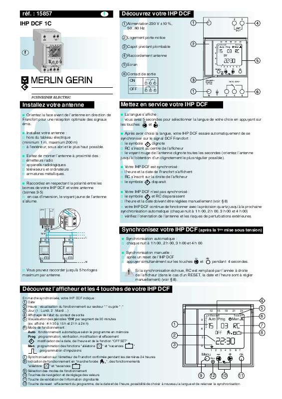 Guide utilisation  MERLIN GERIN IHP DCF 1C  de la marque MERLIN GERIN