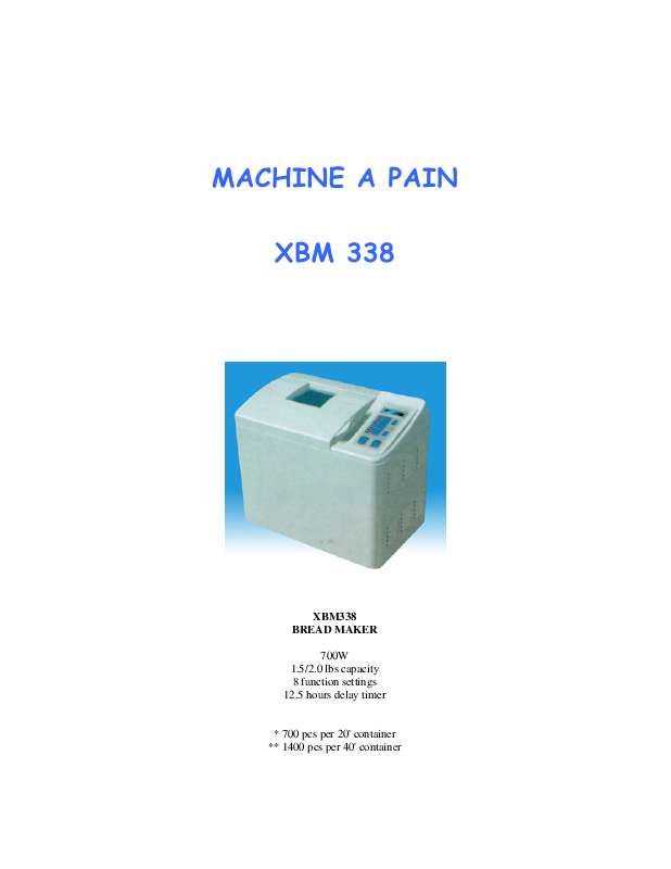 Guide utilisation XBM 338 de la marque XBM