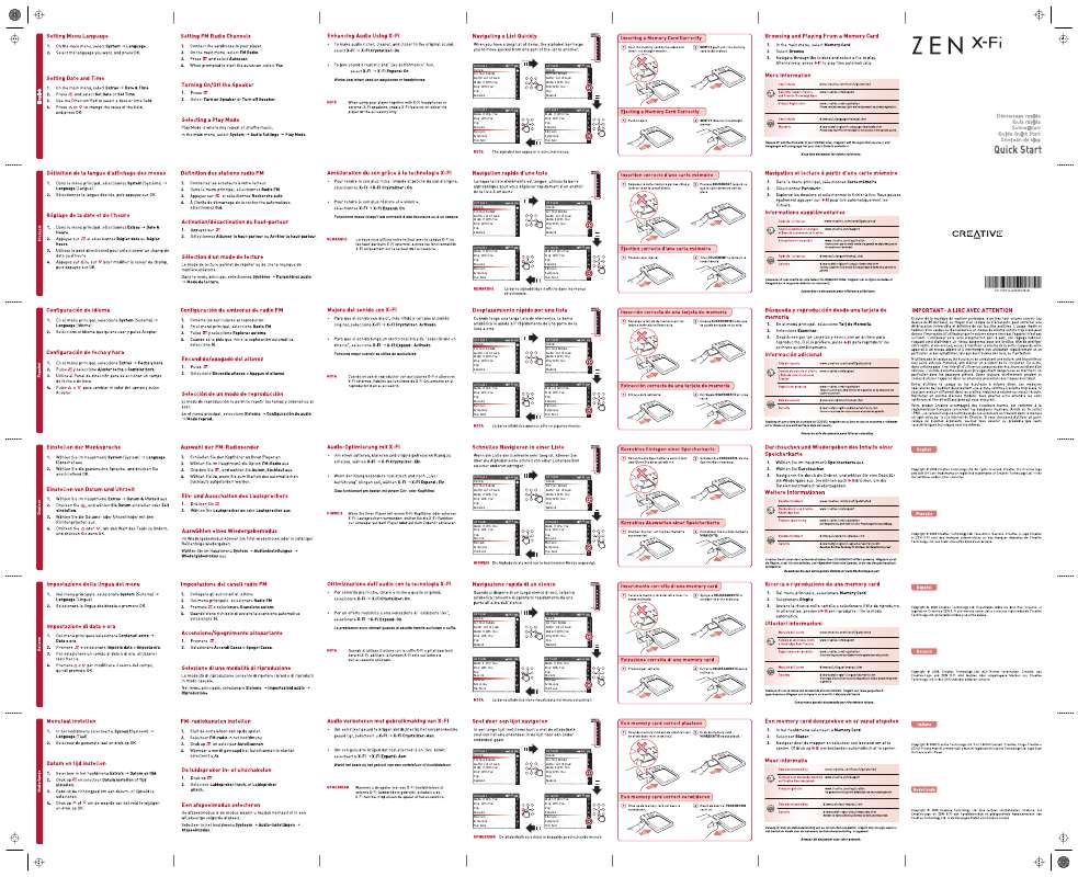 Guide utilisation CREATIVE ZEN X-FI  de la marque CREATIVE