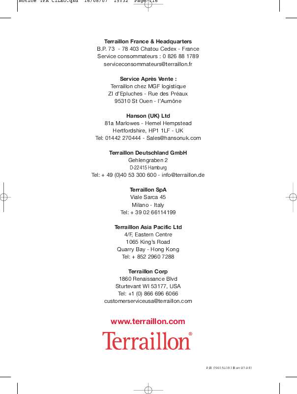 Guide utilisation  TERRAILLON TFA CILEO  de la marque TERRAILLON