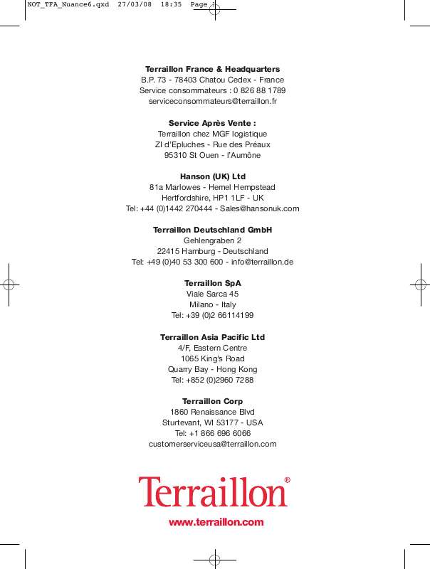 Guide utilisation  TERRAILLON TFA NAUTIC  de la marque TERRAILLON