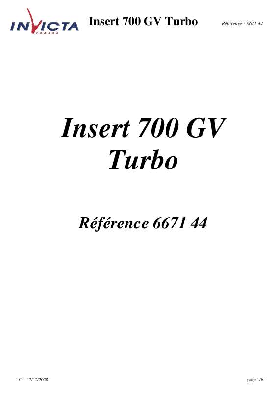 Guide utilisation INVICTA FOYER 700 GRANDE VISION TURBO  de la marque INVICTA
