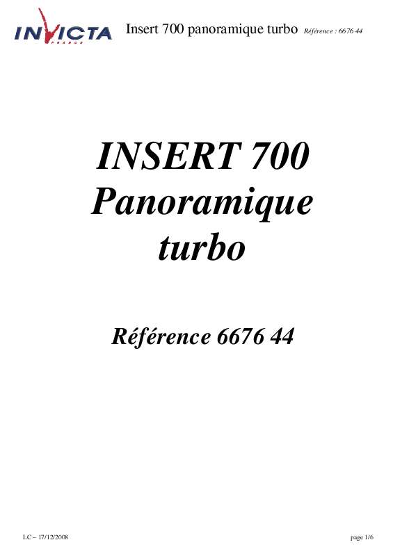Guide utilisation INVICTA FOYER 700 PANORAMIQUE TURBO  de la marque INVICTA