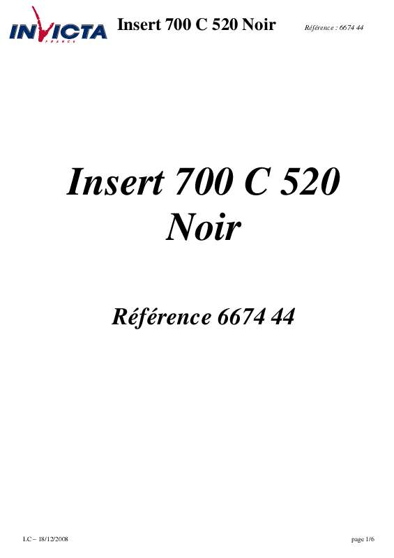 Guide utilisation INVICTA INSERT 700 C 520  de la marque INVICTA