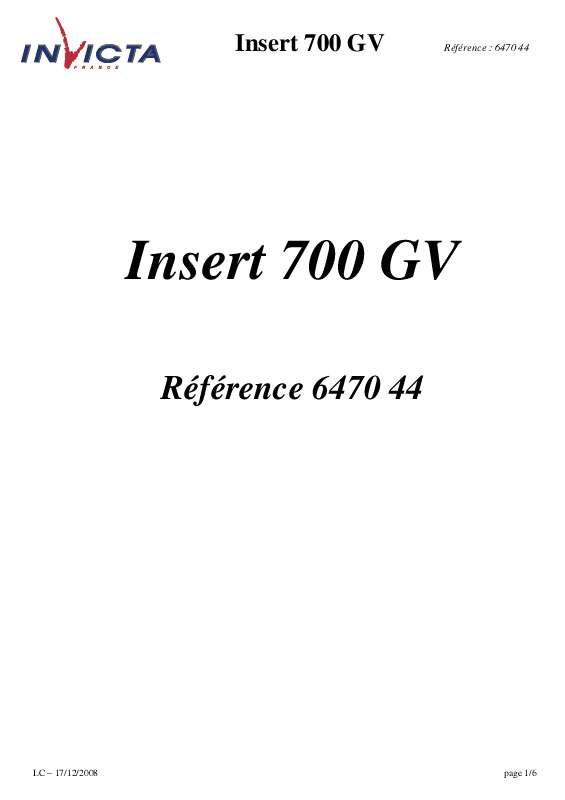 Guide utilisation INVICTA INSERT 700 GV  de la marque INVICTA