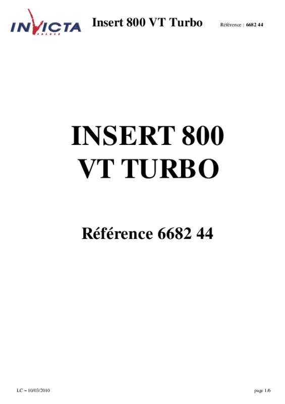 Guide utilisation INVICTA INSERT 800 VISION TOTALE TURBO 18 KW  de la marque INVICTA