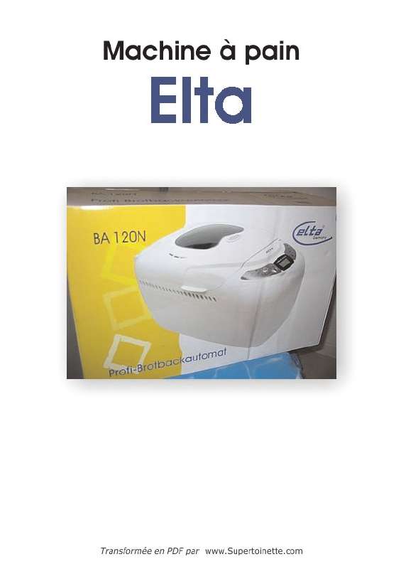 Guide utilisation ELTA BA 120 de la marque ELTA