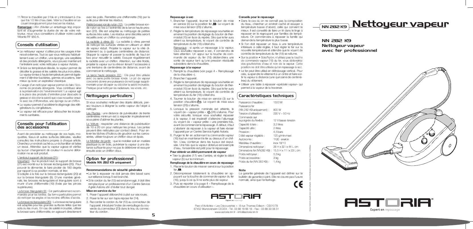 Guide utilisation ASTORIA NN 282 K9  de la marque ASTORIA
