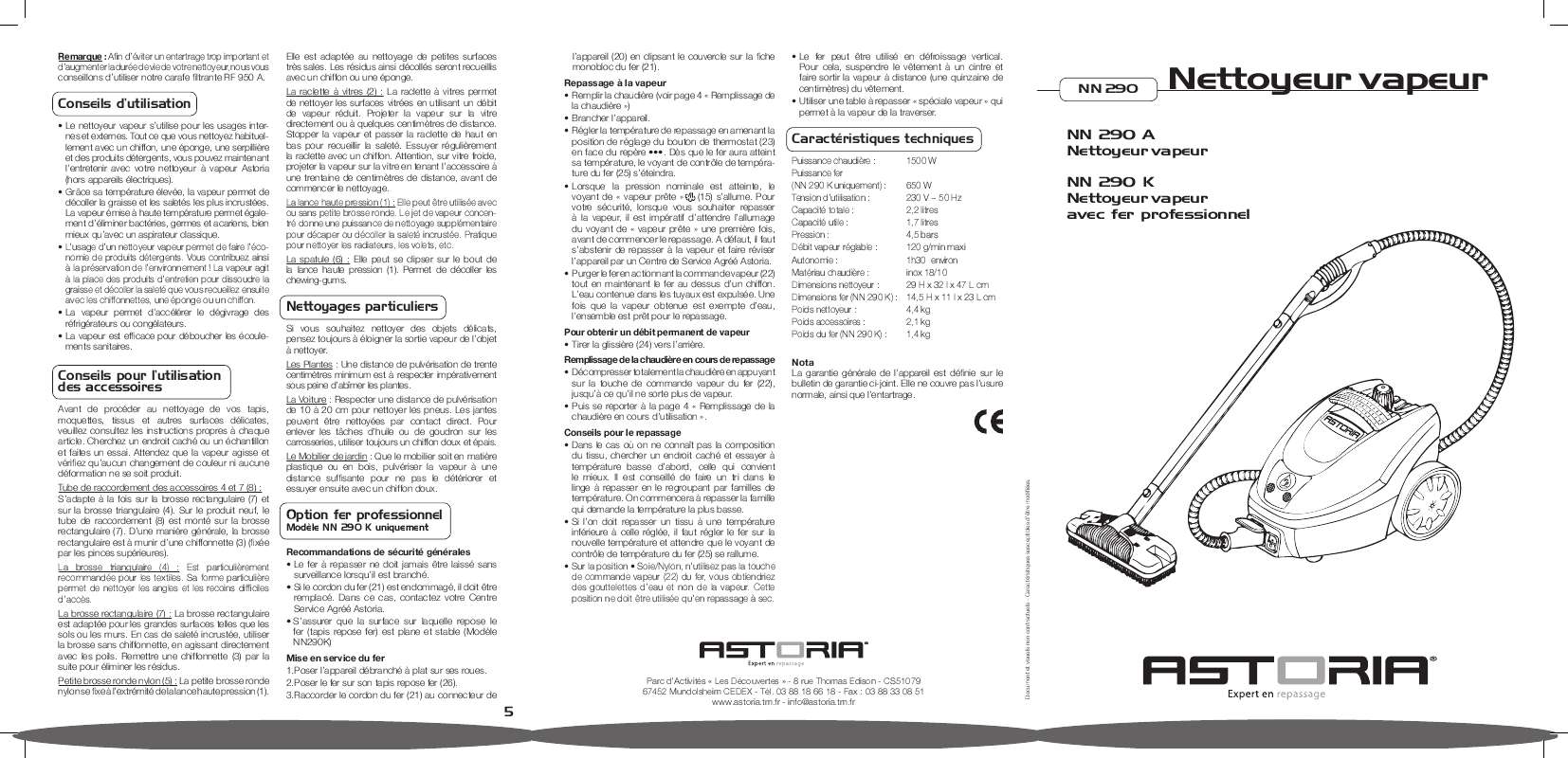 Guide utilisation ASTORIA NN 290 A  de la marque ASTORIA