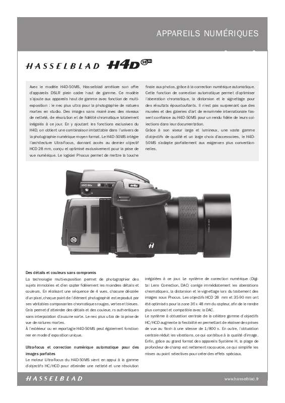 Guide utilisation  HASSELBLAD H4D-50MS  de la marque HASSELBLAD