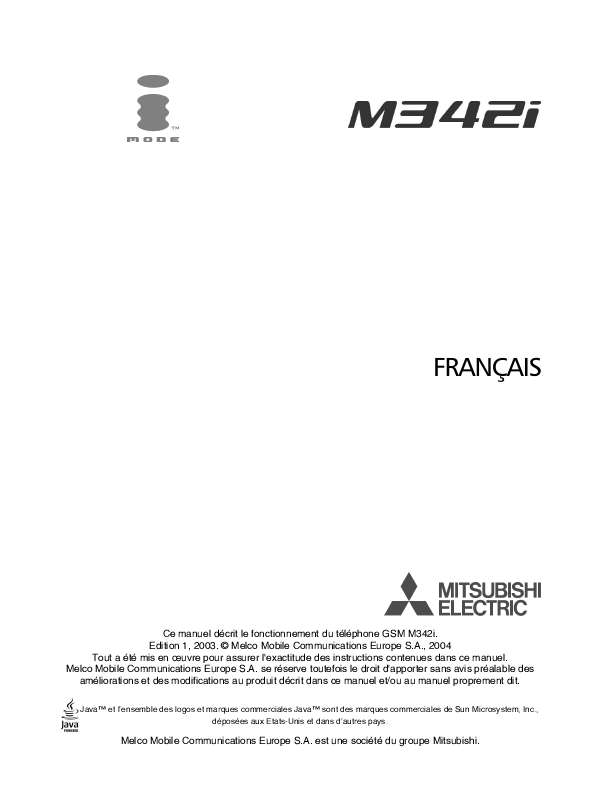 Guide utilisation MITSUBISHI M342I  de la marque MITSUBISHI