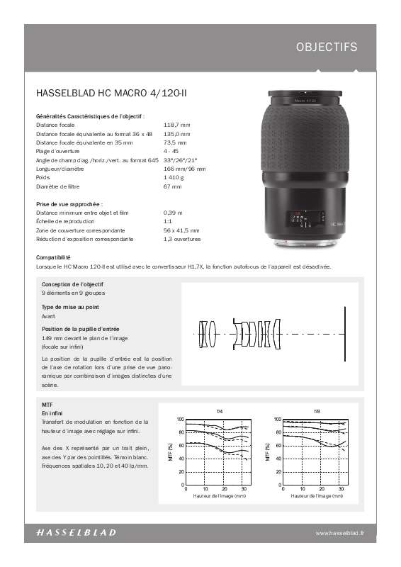 Guide utilisation  HASSELBLAD HC MACRO 4-120-II  de la marque HASSELBLAD