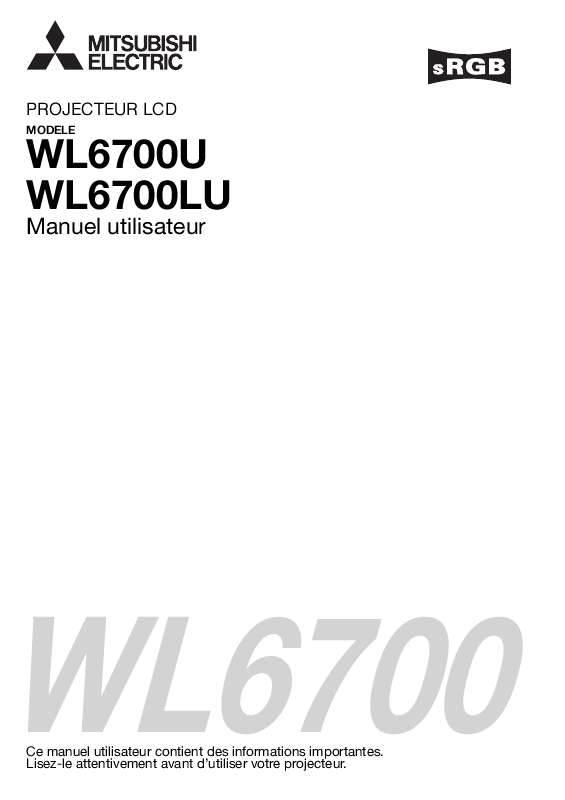 Guide utilisation MITSUBISHI WL6700U  de la marque MITSUBISHI