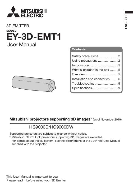 Guide utilisation MITSUBISHI EY-3D-EMT1  de la marque MITSUBISHI