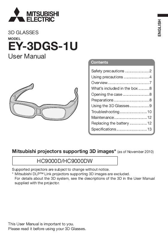 Guide utilisation MITSUBISHI EY-3DGS-1U  de la marque MITSUBISHI