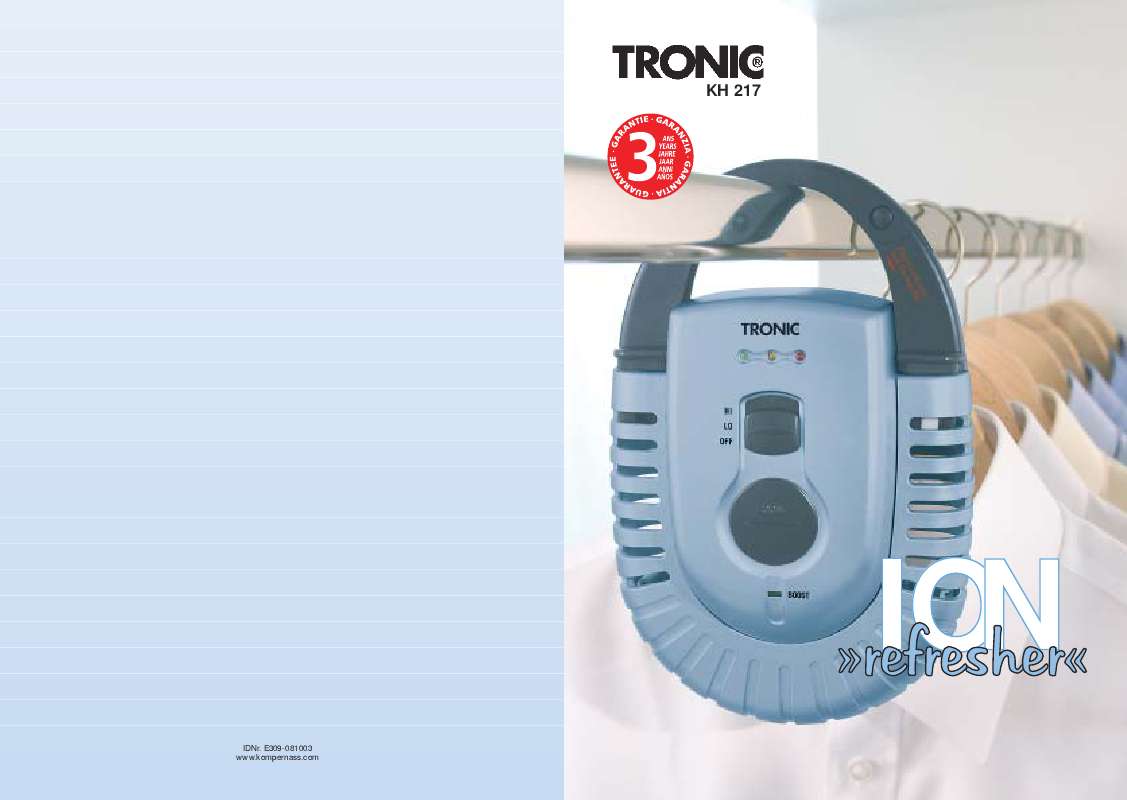 Guide utilisation  TRONIC KH 217 WARDROBE IONISIERER  de la marque TRONIC