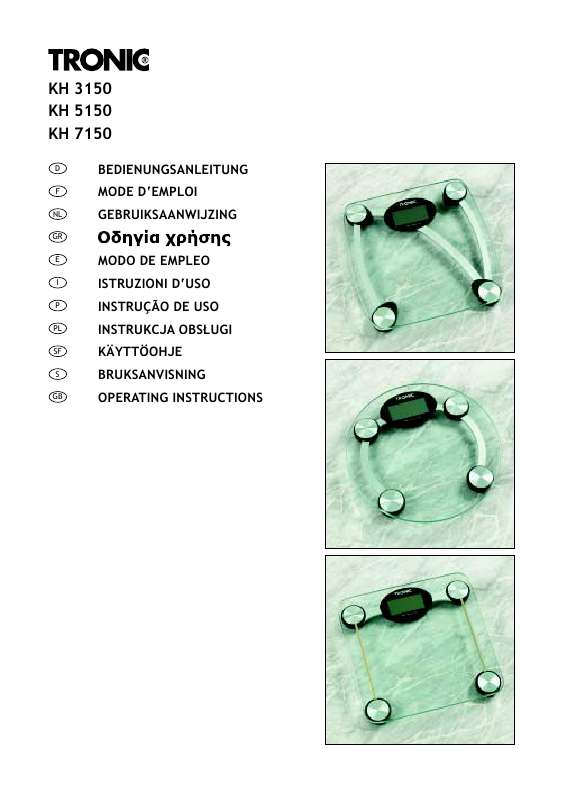 Guide utilisation  TRONIC KH 3150 GLASS BATHROOM SCALE  de la marque TRONIC