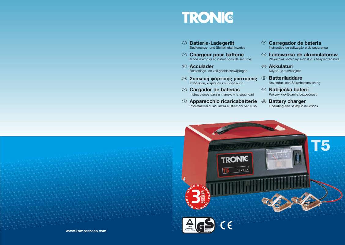 Guide utilisation  TRONIC T5 BATTERY CHARGER  de la marque TRONIC