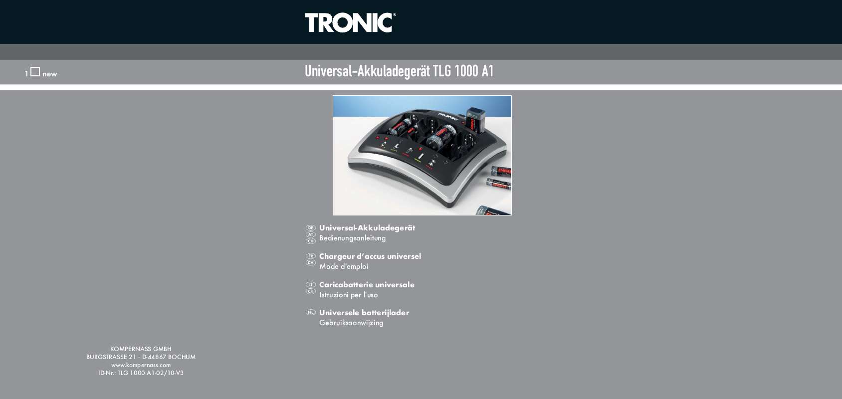 Guide utilisation  TRONIC TLG 1000 A1  de la marque TRONIC