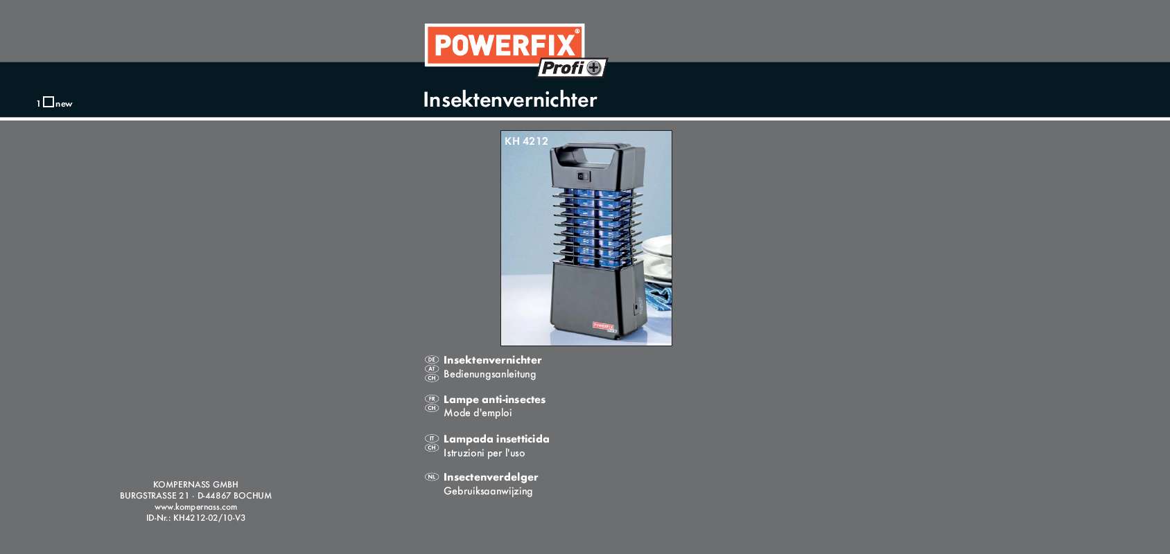 Guide utilisation  POWERFIX KH 4212 ULTRA-VIOLET INSECT LAMP  de la marque POWERFIX