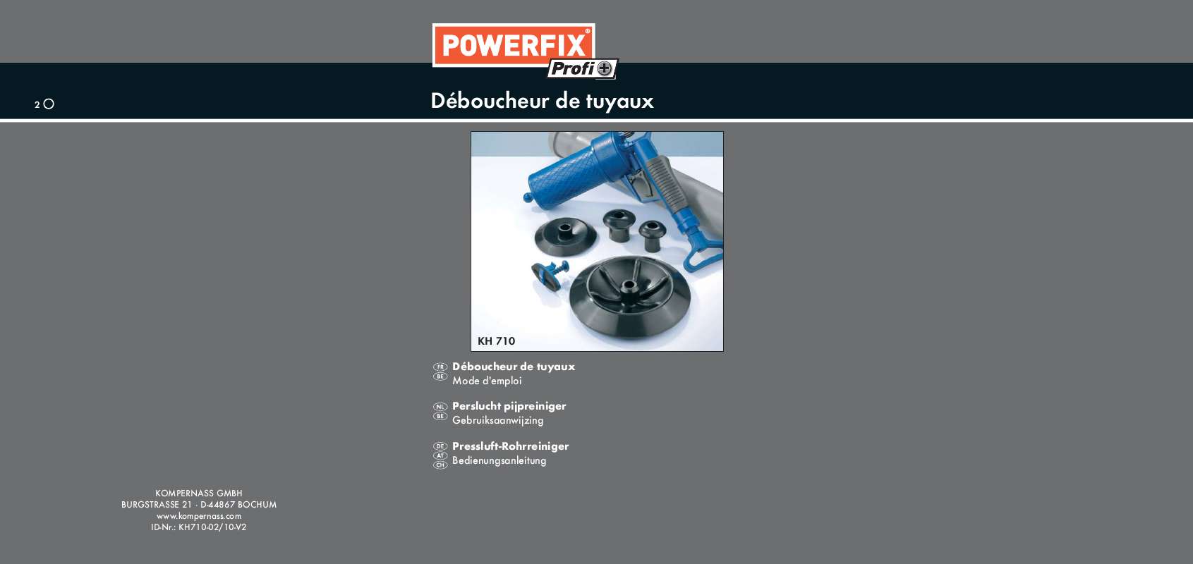 Guide utilisation  POWERFIX KH 710 DRAIN CLEANER  de la marque POWERFIX